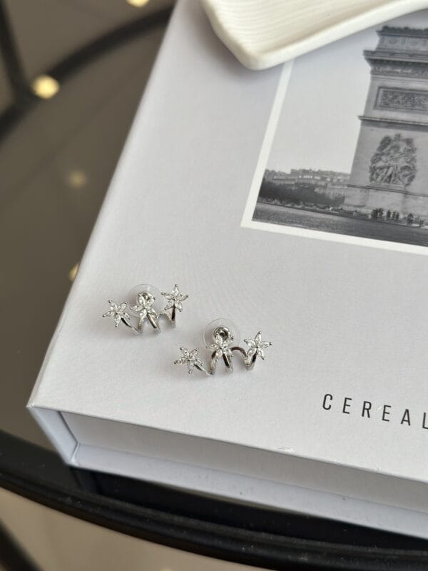 Gümüş Renk Zirkon Taşlı Çiçek Model Kadın Küpe