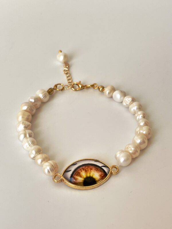 Göz Motifli Gerçek İnci Bileklik