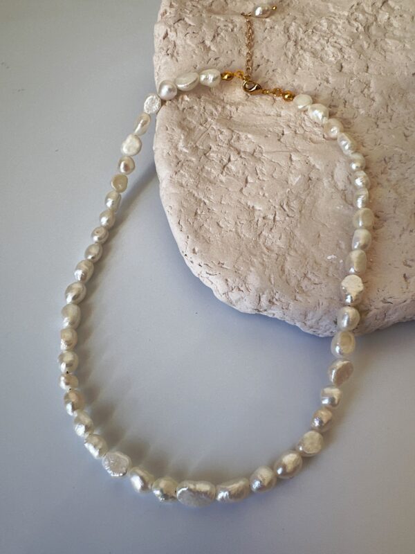 Vip Kalite Pirinç Üzeri Altın Kaplama Amorf Tatlı Su İncisi Kolye