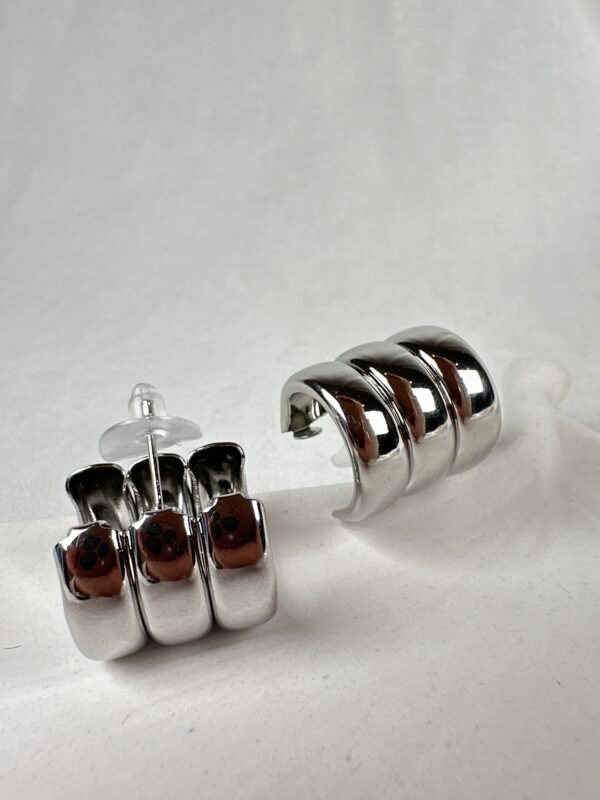 Kalın Halka Model Gümüş Renkli Kadın Küpe