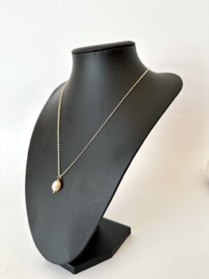 Somon Renk Tatlı Su İncili Altın Kaplama Kolye