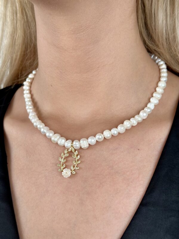 Zirkon Taşlı Helenistik İnci Kolye