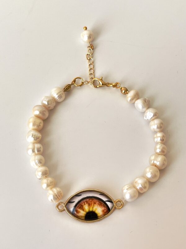 Göz Motifli Gerçek İnci Bileklik