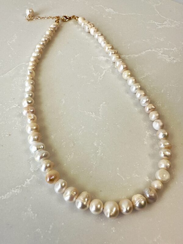 Pirinç Üzeri Altın Kaplama Gerçek İnci Kolye