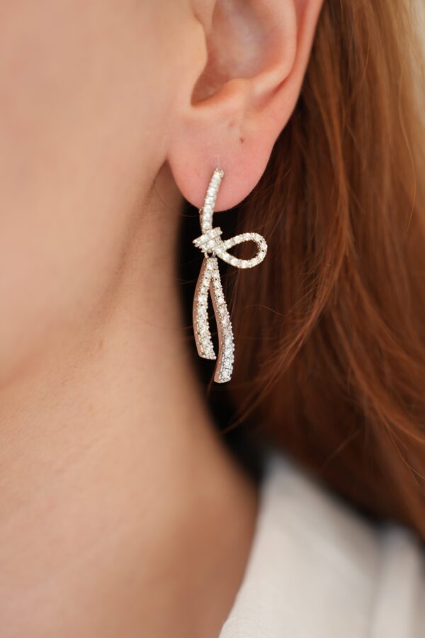 Zirkon Taş Detaylı Gümüş Renk Çelik Küpe