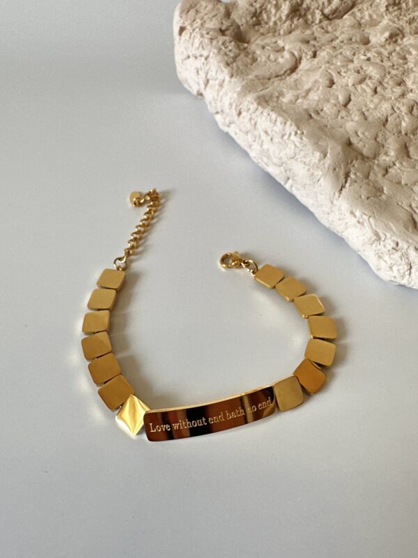 Plaka Model Gold Renkli Çelik Bileklik