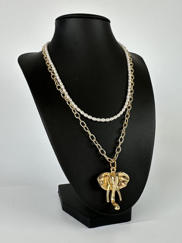 Fil Sallantılı Mayorka İncili Tasarım Kolye