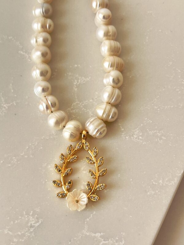 Zirkon Taşlı Helenistik İnci Kolye