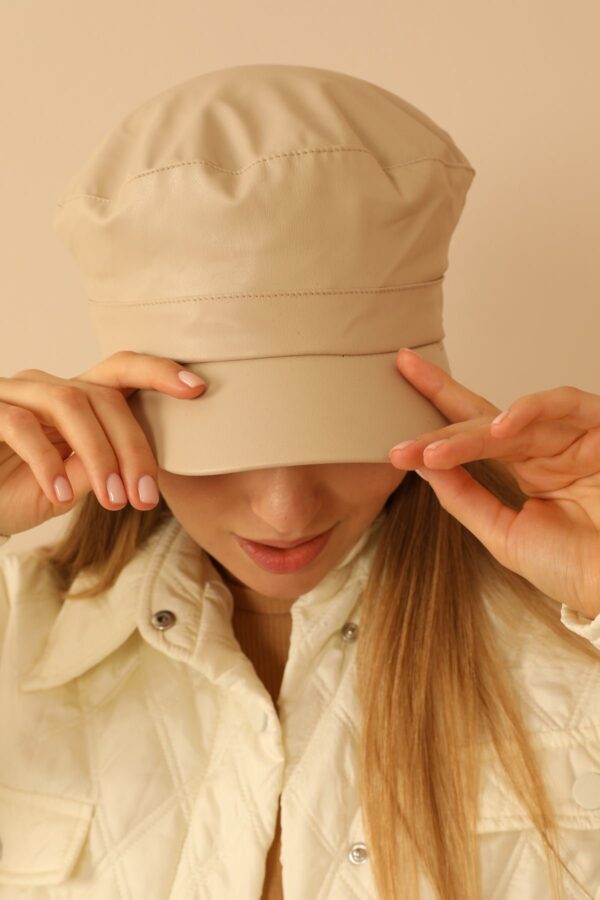 Deri Kasket Kadın Şapka