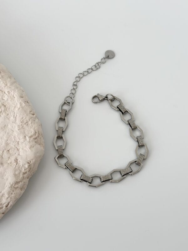 Geometrik Gümüş Zincir Bileklik