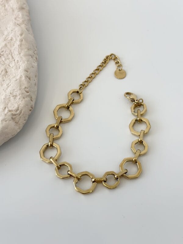 Çelik Gold Renk Geometrik Zincir Bileklik