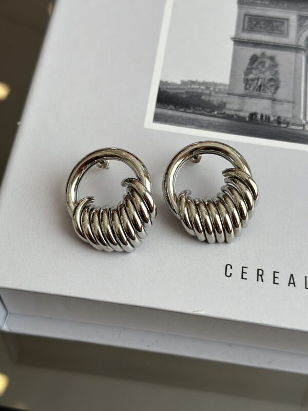 Gümüş Renk Halka Sarmal Model Vip Kadın Küpe