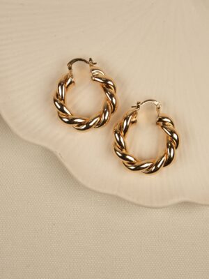 Burgu Model Gold Çelik Halka Küpe