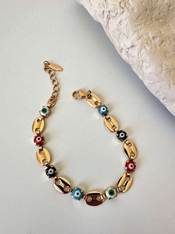 Vip Model Nazar Boncuğu Detaylı Çelik Bileklik