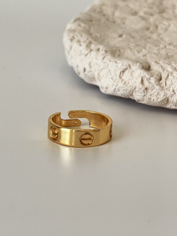 Anticlea Kaliteli Pirinç Üzeri Ayarlanılabilir Altın Kaplama Yüzük