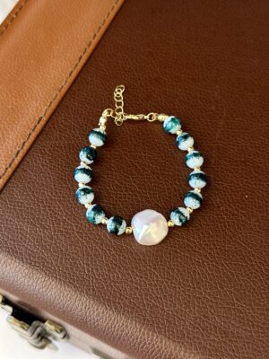 Barok İnci ve Cam Boncuk Detaylı Özel Tasarım Bileklik