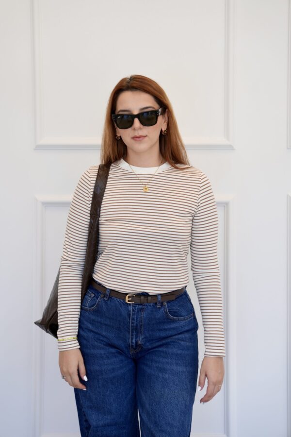 Kadın Acı Kahverengi Altın Tokalı Günlük Kemer