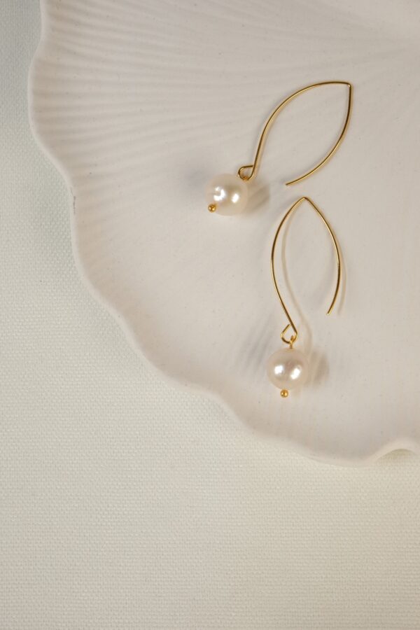 Pirinç Üzeri Altın Kaplama Gerçek İnci Küpe