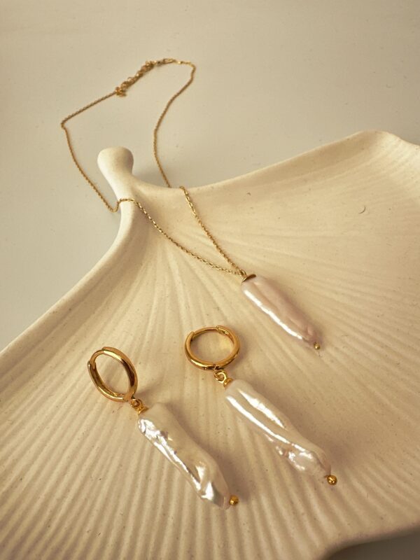 Gerçek İnci Kolye ve Küpe Seti