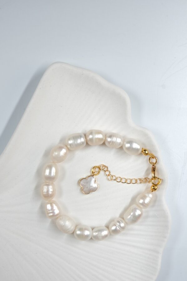 14K Altın Kaplama Tasarım İnci Bileklik