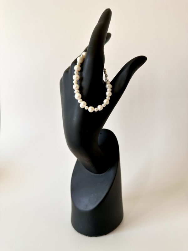 Gümüş Materyal ile Tasarlanmış Gerçek Tatlı Su İncisi Bileklik