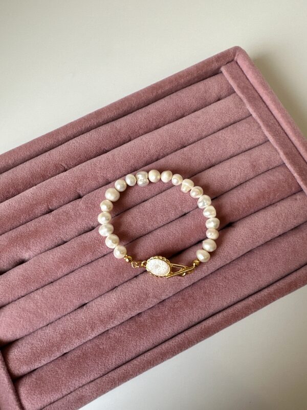 Sedefli Vintage Kapama Gerçek İnci Bileklik