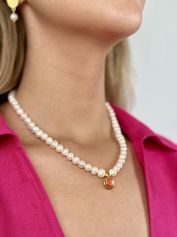 Kırmızı Sedefli Modra Gerçek İnci Kolye