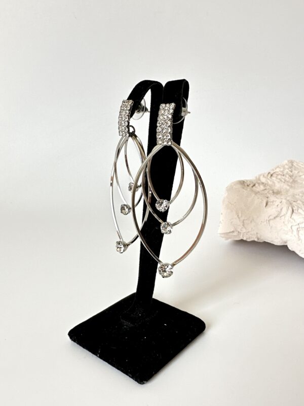 Gümüş Renk Taşlı Abiye Küpe