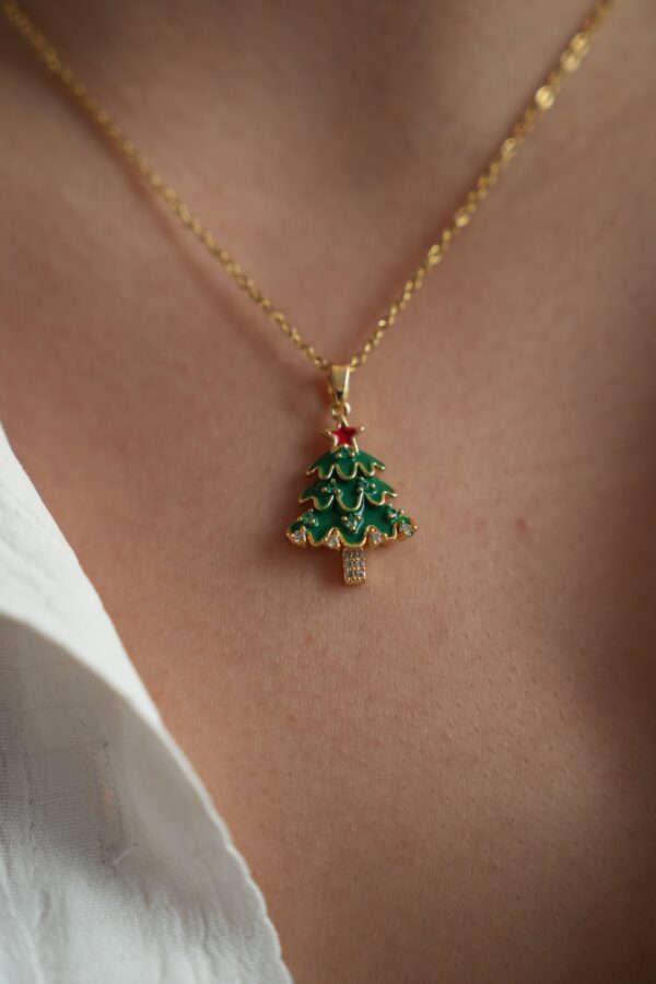 Çam Ağacı Detaylı Yılbaşı Konsept Çelik Kolye