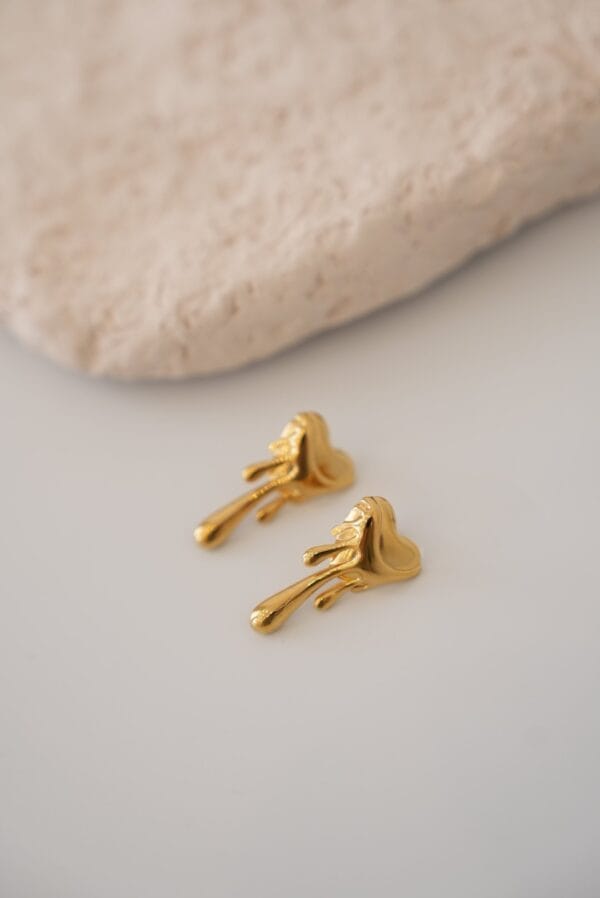 Akan Kalp Model Gold Çelik Küpe