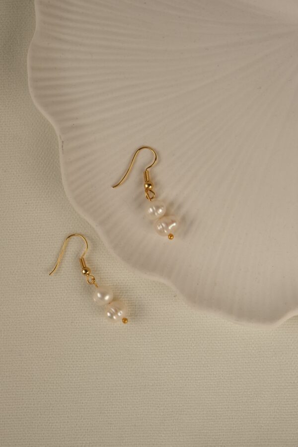 Pirinç Üzeri Altın Kaplama Gerçek İnci Küpe