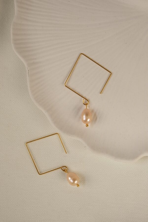 Square Stil Gerçek İnci Küpe