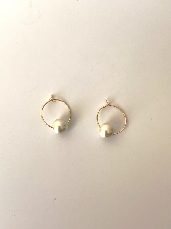 Cam İncili Altın Kaplama Halka Küpe