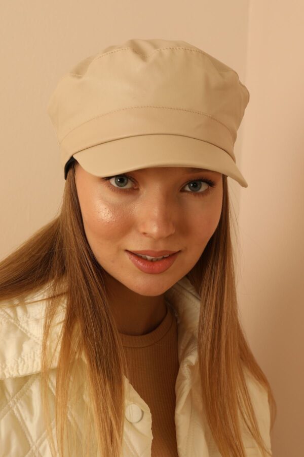 Deri Kasket Kadın Şapka