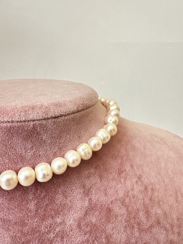 Vip Kalite Pirinç Üzeri Altın Kaplama A++ 7-8 mm Tatlı Su İncisi Choker Kolye