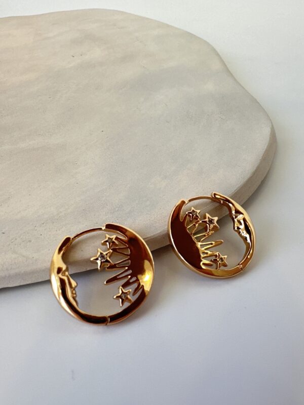 Ay ve Yıldız Detaylı Vip Halka Küpe