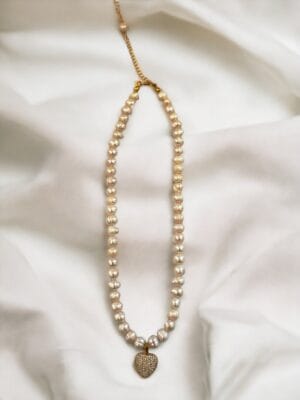 Eros Kalp Detaylı Gerçek İnci Kolye