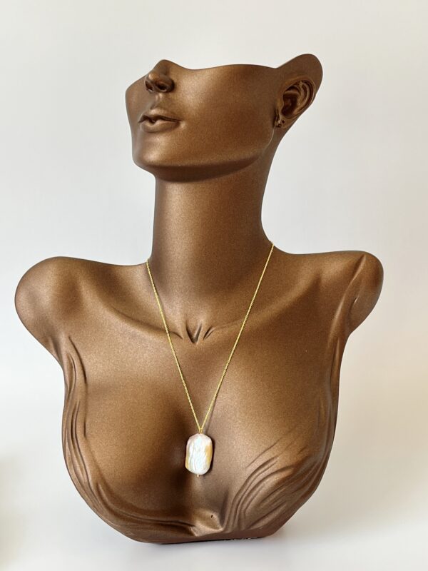 Gümüş Üzeri Altın Kaplama Gerçek İnci Kolye