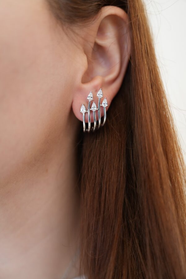 Zirkon Taş Detaylı Vip Gümüş Renk Küpe