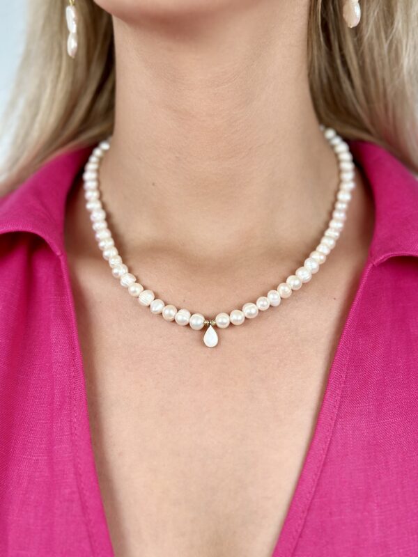 Altın Kaplama Sedefli Gerçek İnci Kolye