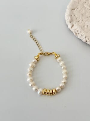 Rondela Detaylı Çelik İnci Bileklik