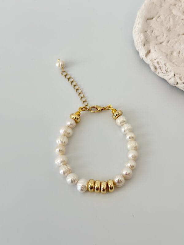 Rondela Detaylı Çelik İnci Bileklik