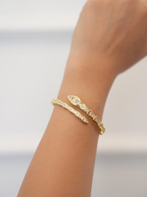 VIP Seri: Altın Işıltısında Yılan Model Kelepçe Bileklik