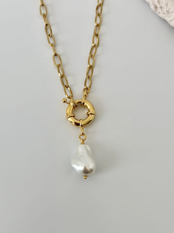 Mayorka Barok İnci Detaylı Çelik Kolye