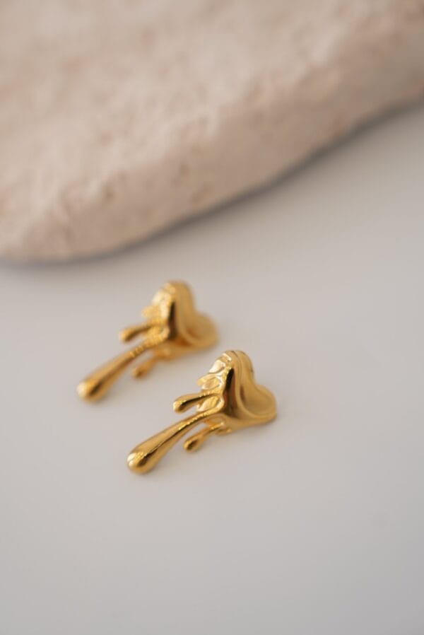 Akan Kalp Model Gold Çelik Küpe