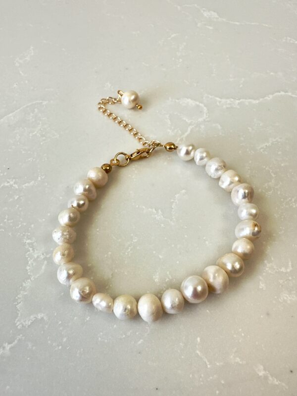 Pirinç Üzeri Altın Kaplama Gerçek İnci Bileklik