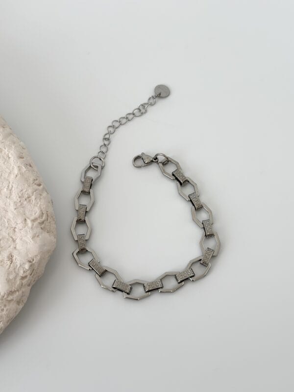 Geometrik Gümüş Zincir Bileklik