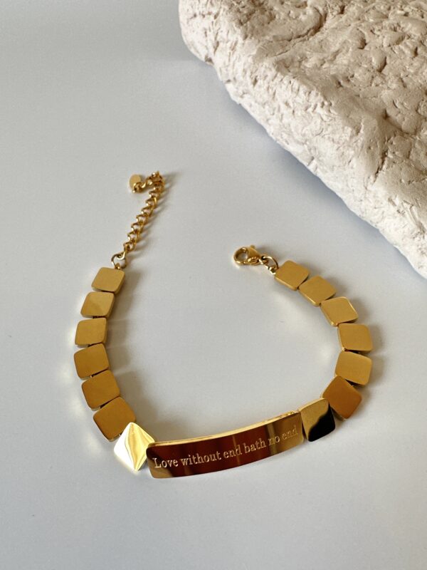 Plaka Model Gold Renkli Çelik Bileklik