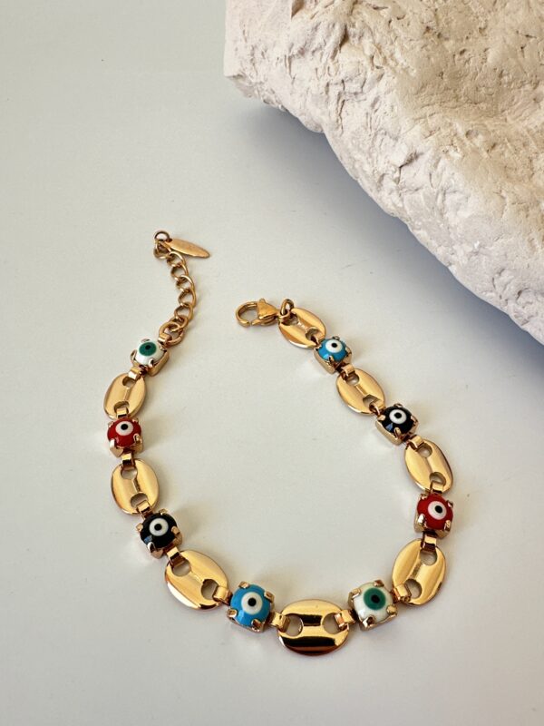 Vip Model Nazar Boncuğu Detaylı Çelik Bileklik