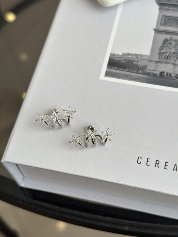 Gümüş Renk Zirkon Taşlı Çiçek Model Kadın Küpe